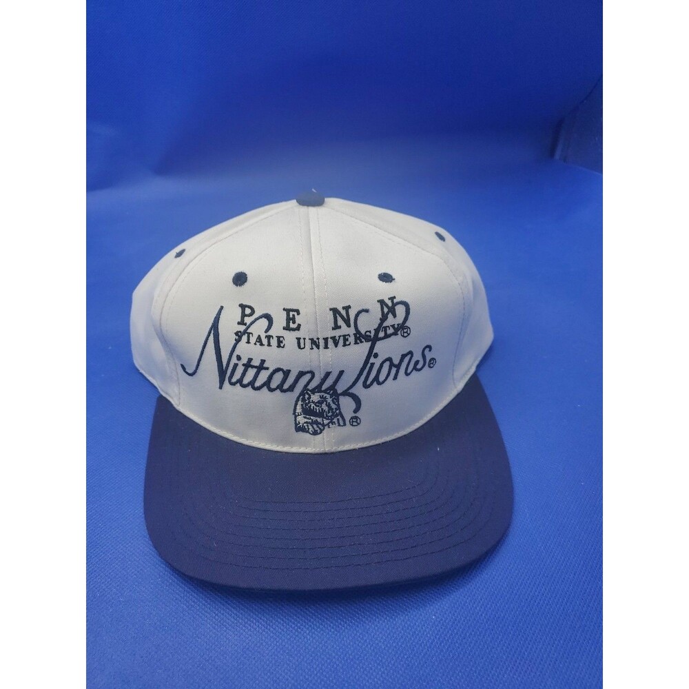 VTG Penn State Nittany Lions Embroidered SnapBack Hat White Blue New